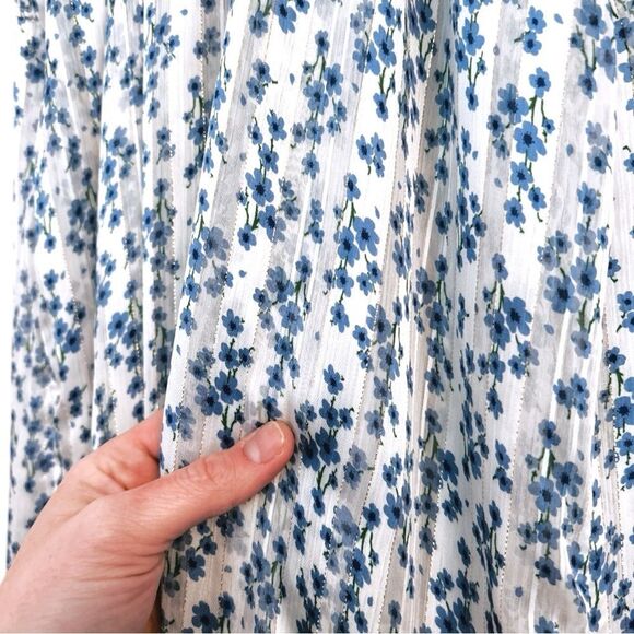 Sabina Musayev Blue Print Gwen Maxi Blue Floral with Gold Threading, Size Medium - Picture 11 of 13